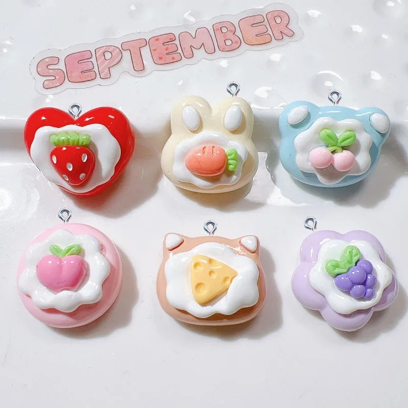 Resin Art Calligraphy - 10Pcs Simulation Cute Fruit Cake Resin