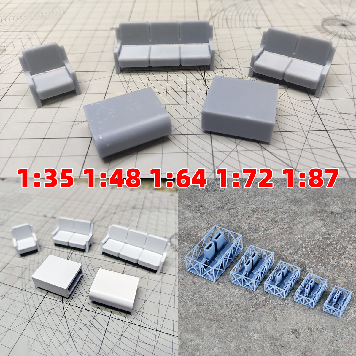 Resin Art Coffee Table - Scale Model Kit Sofa Couch Settee
