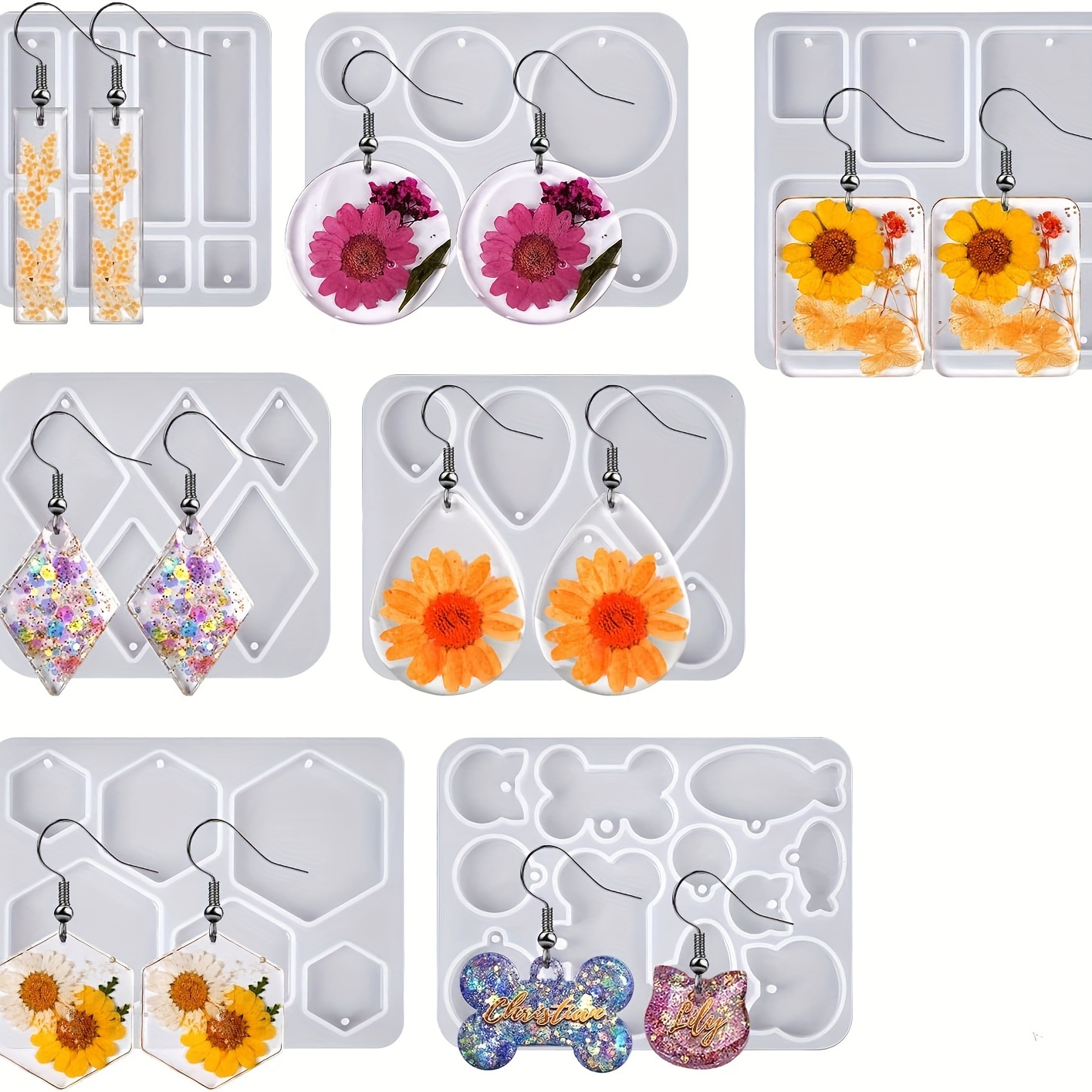 Resin Art Machine - DIY Droplet Square Earrings Molds with