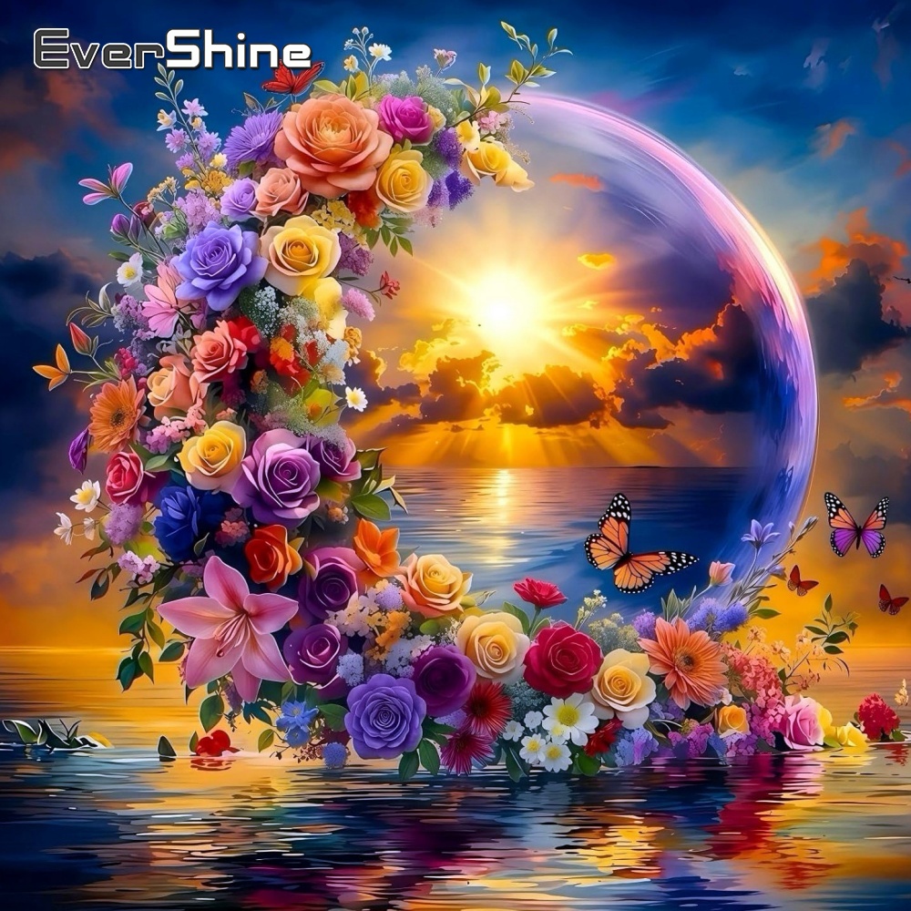 Resin Art With Rose - Evershine Diamond Art Painting Floral Acrylic