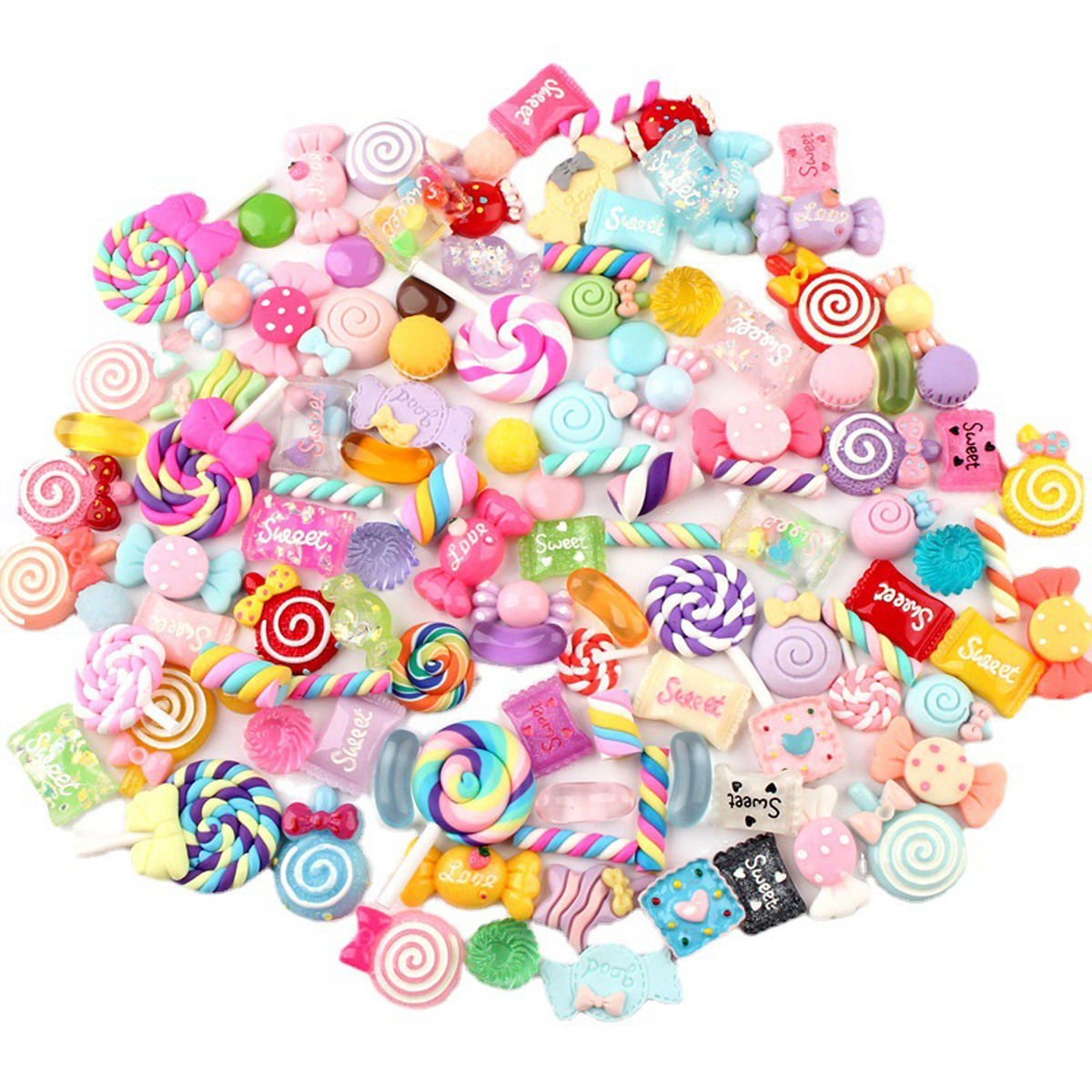 Resin Art Calligraphy - 30pcs Random Candy Slime Charms Cute