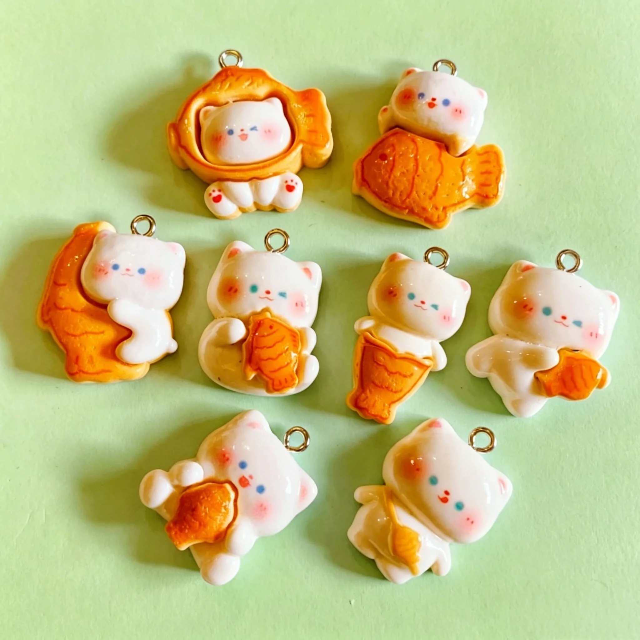 Resin Art Craft - 10pcs/lot Cute 3D Taiyaki Cat Resin