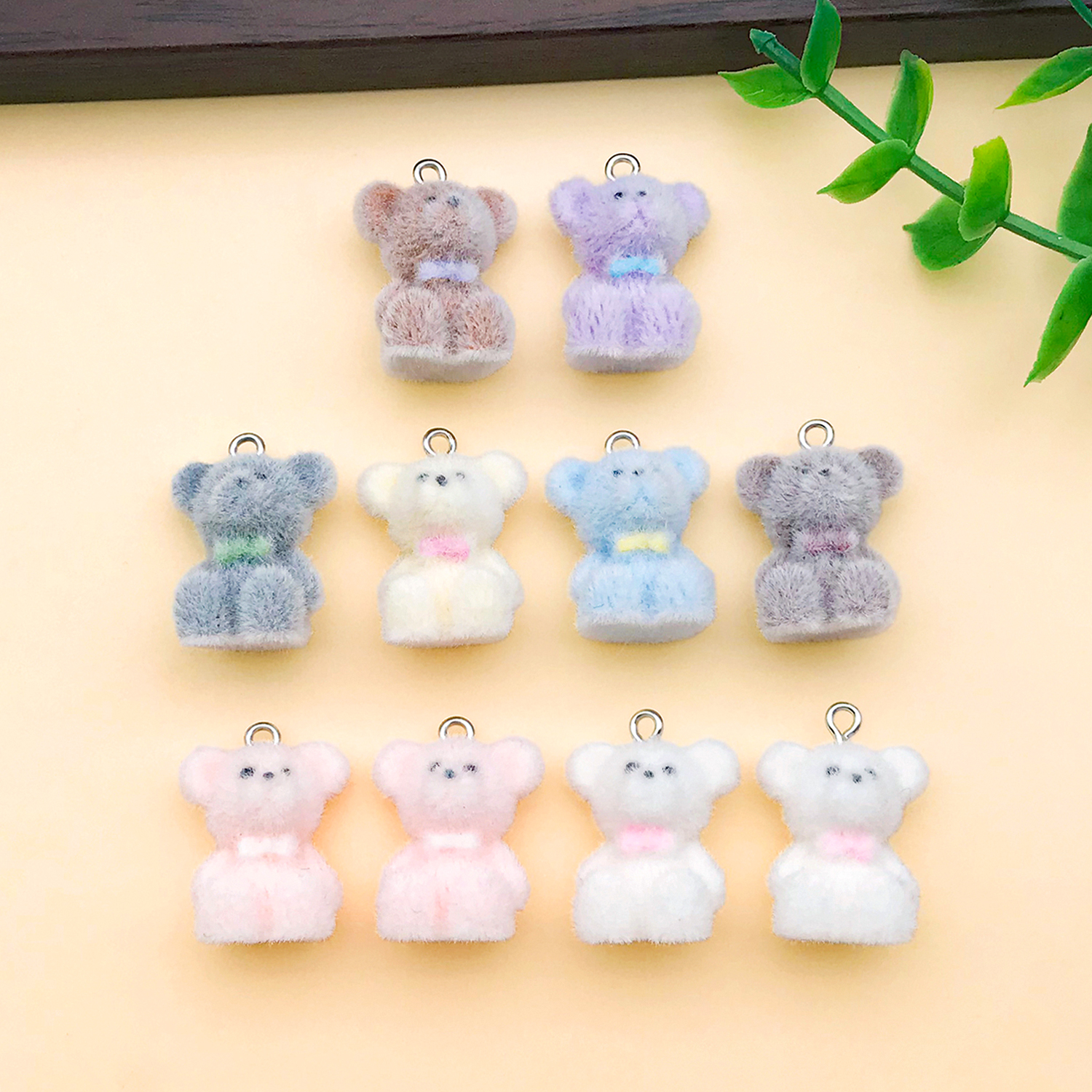 Resin Art Calligraphy - 2/10pcs Resin Flocking Cute Little Bear