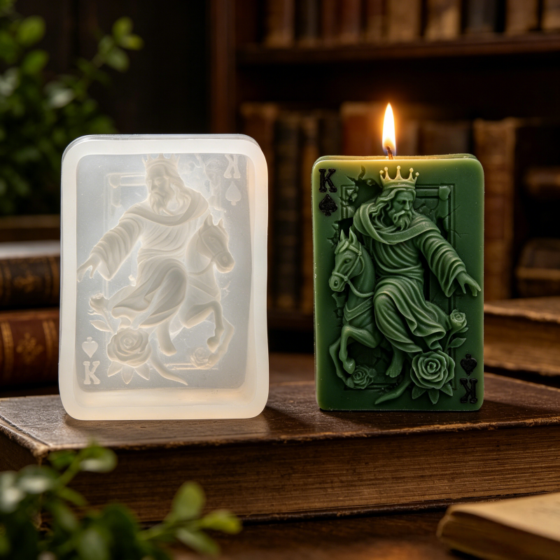 Resin Art With Rose - Vintage Spade King Poker Card Silicone