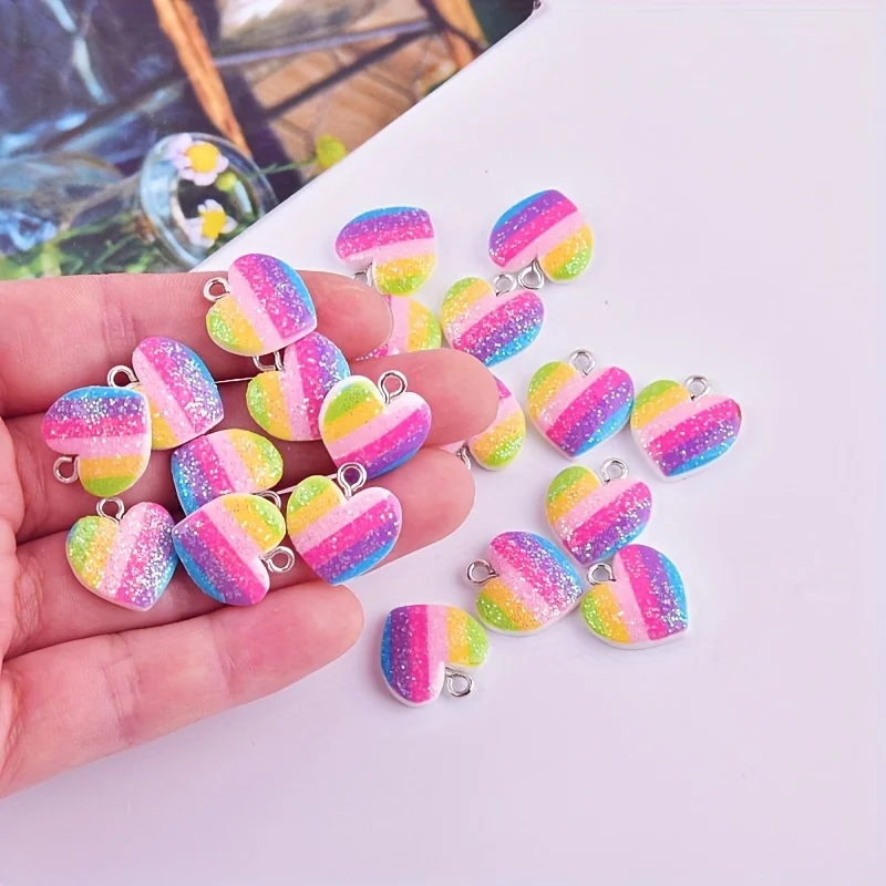 10Pcs Colorful Heart Resin Cha - Resin Art Calligraphy recensione e prezzo