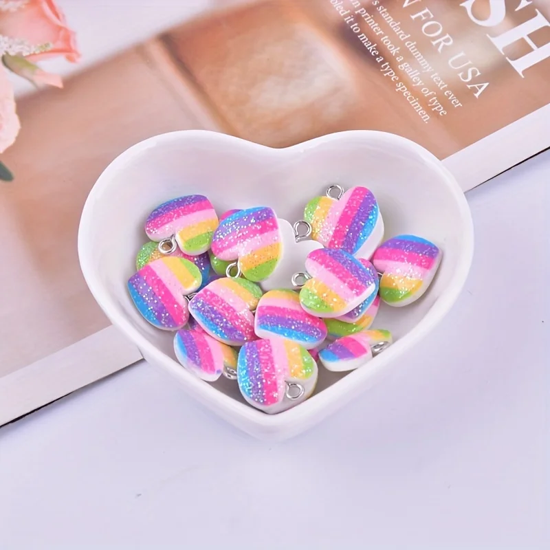10Pcs Colorful Heart Resin Cha - Resin Art Calligraphy recensione e prezzo