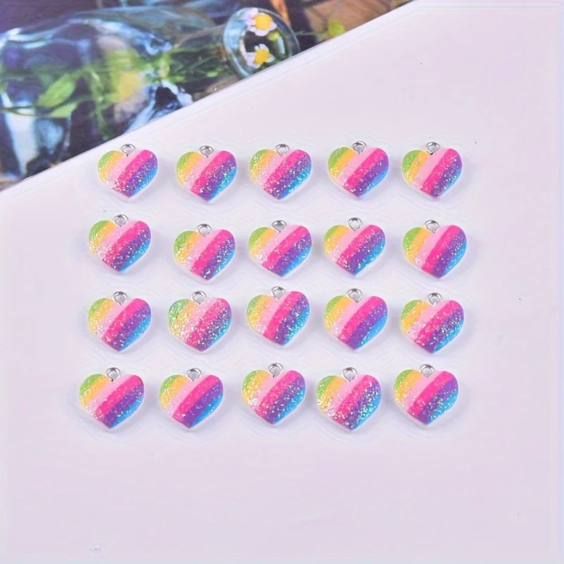 10Pcs Colorful Heart Resin Cha - Resin Art Calligraphy recensione e prezzo