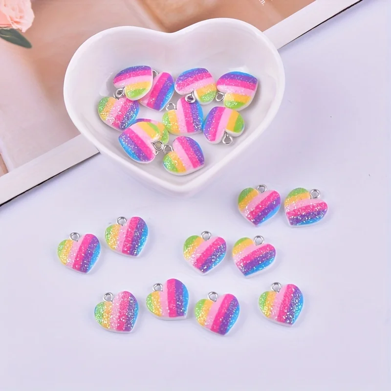 10Pcs Colorful Heart Resin Cha - Resin Art Calligraphy recensione e prezzo