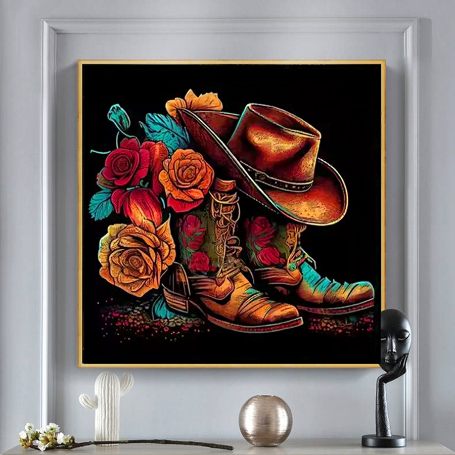 Cowboy Hat Boots Diamond Paint - Resin Art With Rose recensione e prezzo
