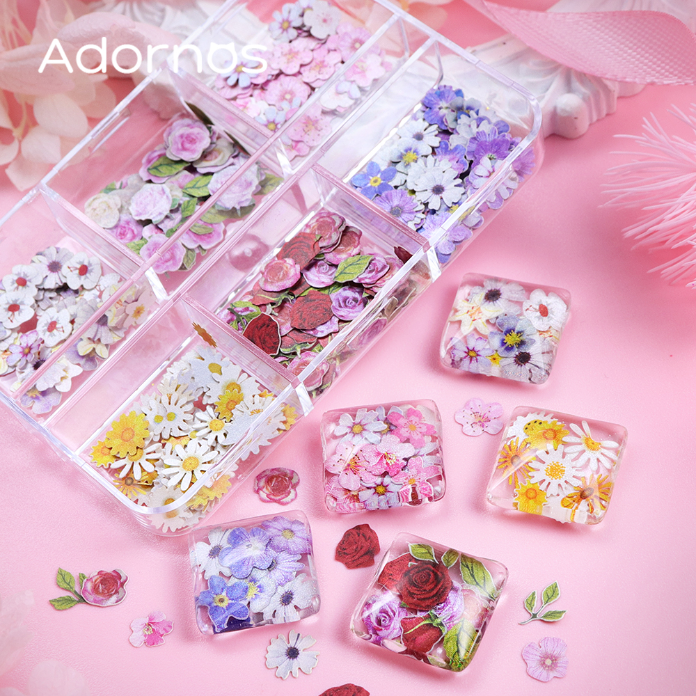 6 Grids Flowers Wood Pulp Chip - Resin Art With Rose recensione e prezzo