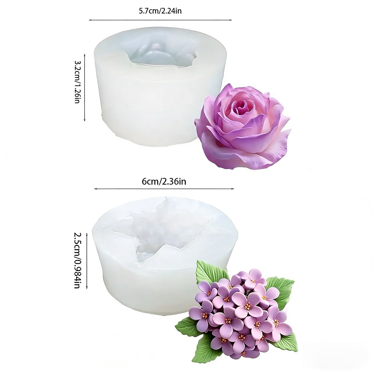 2-Piece 3D Rose and Lilac Sili - Resin Art With Rose recensione e prezzo